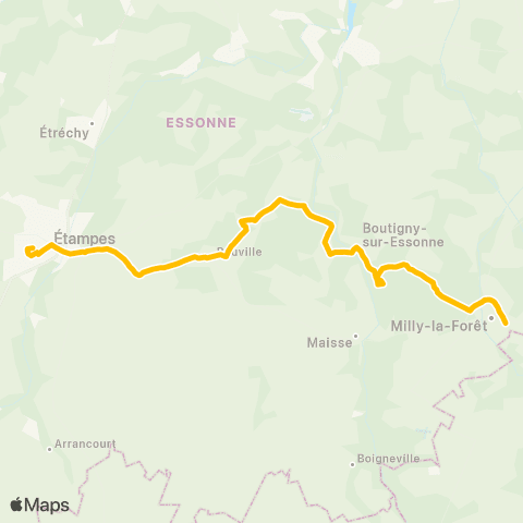 Île-de-France Mobilités Lycée St Hilaire <> Gare de la Ferté-Alais map
