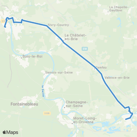 Île-de-France Mobilités Gare de Melun - Av. Général Leclerc / RD 606 <> Gare de Montereau map