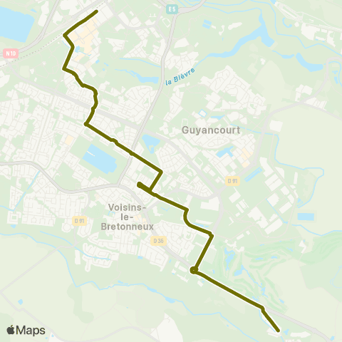 Île-de-France Mobilités Gde Île <> St-Quentin - Gare rout. des Prés - Dépose map