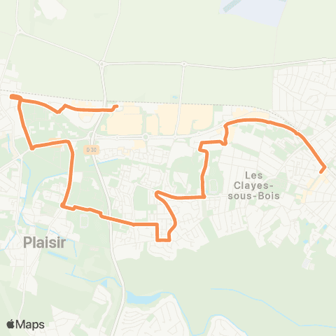 Île-de-France Mobilités Gare rout. des Clayes <> Gare de Plaisir Grignon - Quai 4 map