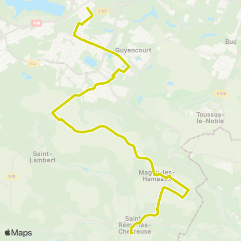 Île-de-France Mobilités St-Quentin - Souterrain Quai J <> Gare de St-Rémy-les-Chevreuse map