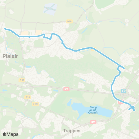 Île-de-France Mobilités St-Quentin - Gare rout. des Prés <> Gare de Plaisir Grignon - Quai 3 map