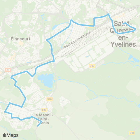 Île-de-France Mobilités Gare de la Verrière <> Trappes Gare map