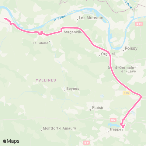 Île-de-France Mobilités St-Quentin - Gare rout. des Prés <> Gare rout. de Mantes-la-Ville - Quai 25 map