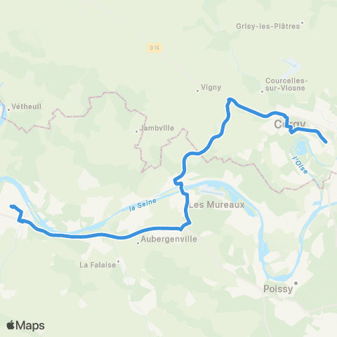 Île-de-France Mobilités Gare de Cergy Préf. - Quai A <> Gare rout. de Mantes-la-Ville - Quai 25 map