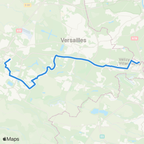 Île-de-France Mobilités St-Quentin - Gare rout. des Prés <> Vélizy 2 - T6 map