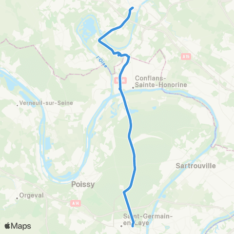 Île-de-France Mobilités Rue Thiers <> Pontoise Gare map
