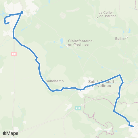 Île-de-France Mobilités Gare de Dourdan <> Gare de Rambouillet - Prairie map