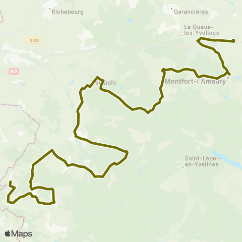 Île-de-France Mobilités Gare de Montfort-l'Amaury - Méré <> Curé map