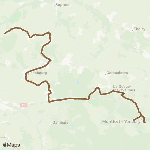 Île-de-France Mobilités Gare de Tacoignières Richebourg <> La Picotière map