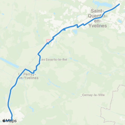 Île-de-France Mobilités St-Quentin - Gare rout. des Prés <> Gare de Rambouillet - Prairie map