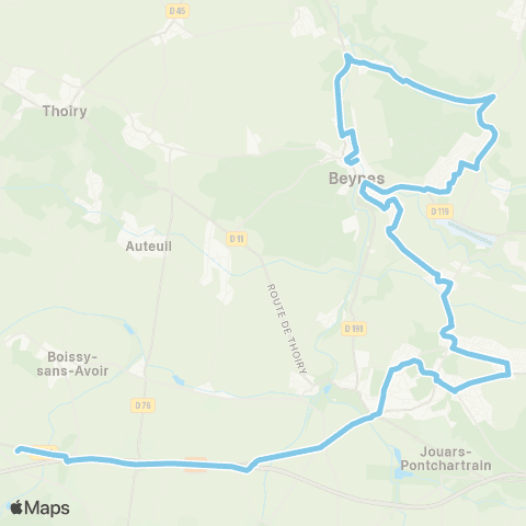 Île-de-France Mobilités Lycée Jean Monnet <> Mauldrette map