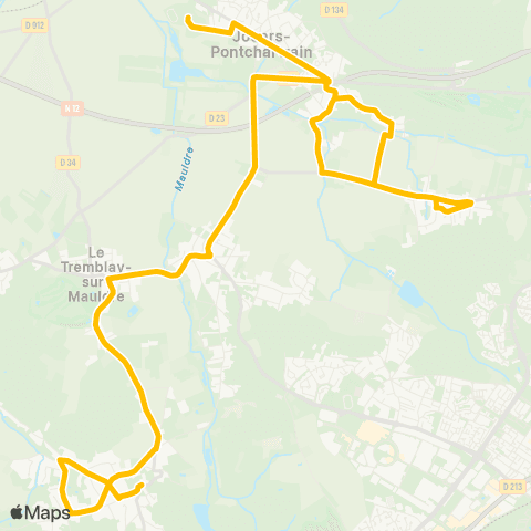 Île-de-France Mobilités Collège Saint-Simon <> Villancy map