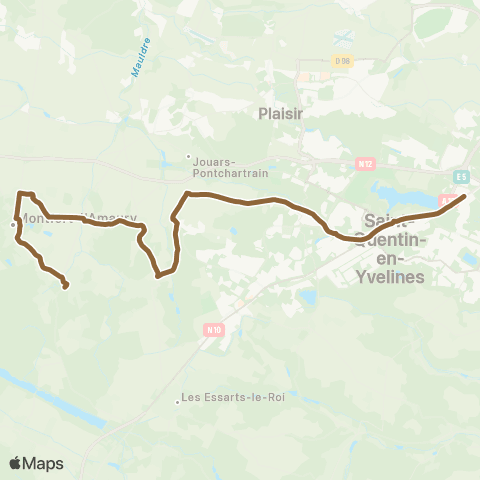 Île-de-France Mobilités St-Quentin - Gare rout. Paul Delouvrier <> Château map