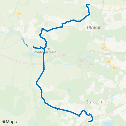 Île-de-France Mobilités Gare de Plaisir Grignon - Quai 7 <> Pl. Foch map