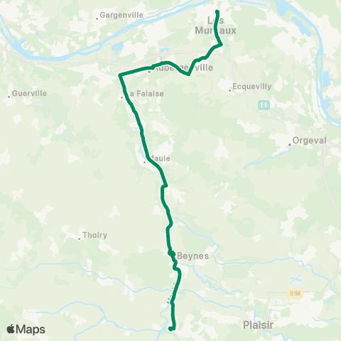 Île-de-France Mobilités Gare des Mureaux (B2) <> Lycée Violet le Duc map