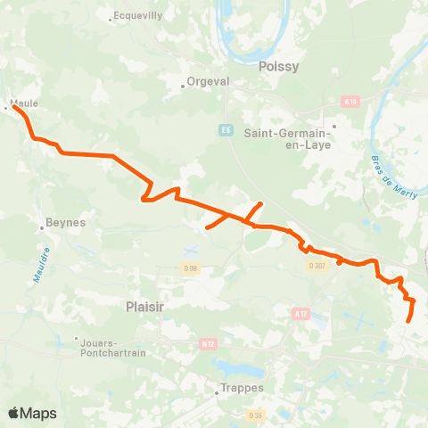 Île-de-France Mobilités Gare de Versailles - Rive Droite <> Gare de Maule map