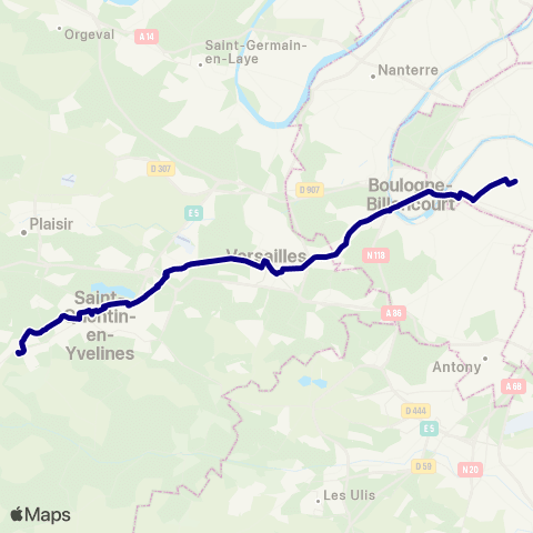 Île-de-France Mobilités La Verrière Gare - Quai C <> Gare Montparnasse map