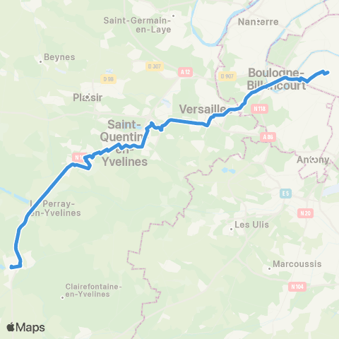 Île-de-France Mobilités Gare Montparnasse <> Gare de Rambouillet - Prud'Homme map