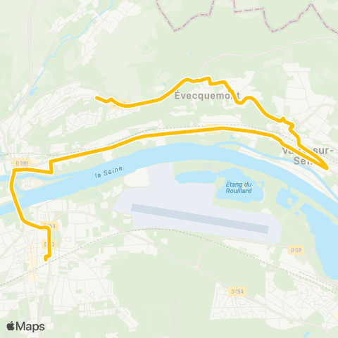 Île-de-France Mobilités Collège Henri IV <> Gare des Mureaux (D3) map