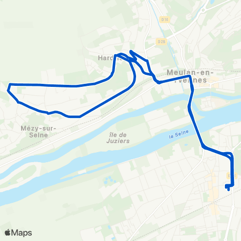 Île-de-France Mobilités Gare de Meulan - Hardricourt <> Gare de Meulan - Hardricourt map