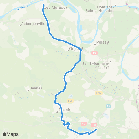 Île-de-France Mobilités Gare des Mureaux (C2) <> St-Quentin - Gare rout. des Prés - Dépose map