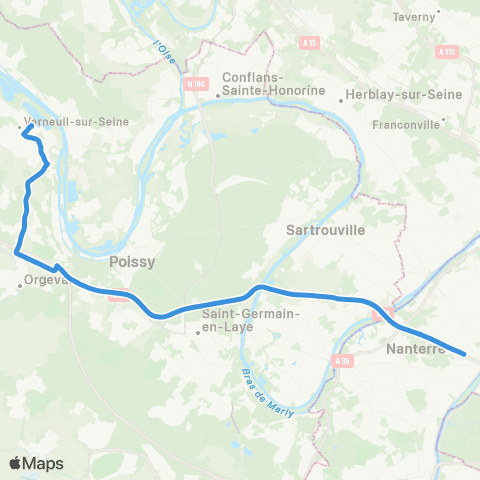 Île-de-France Mobilités La Défense - Terminal Jules Verne <> Gare de Vernouillet-Verneuil (4) map