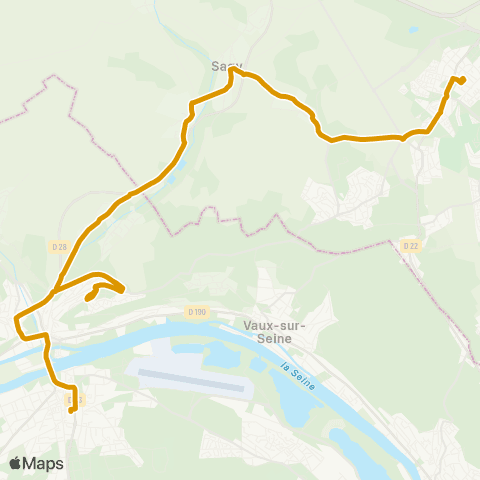 Île-de-France Mobilités Gare de Cergy-le-Haut <> Gare des Mureaux (B3) map