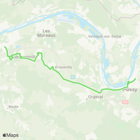 Île-de-France Mobilités Aubergenville Élisabethville - Quai 4 <> Stellantis map