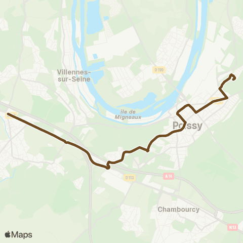 Île-de-France Mobilités Saint-Exupéry <> La Coudraie map