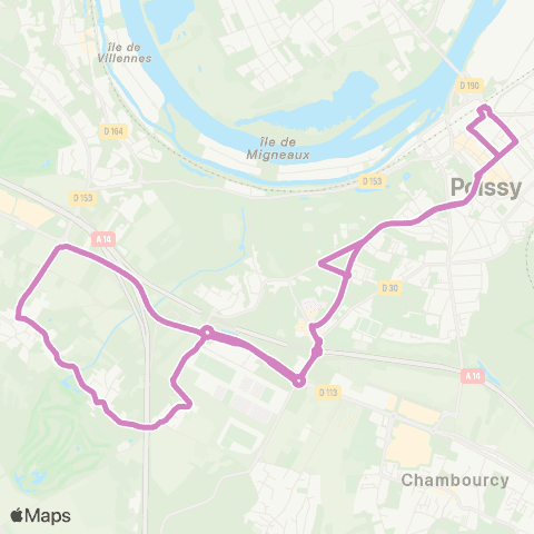 Île-de-France Mobilités Gare S. de Poissy (1b) <> Gare S. de Poissy (1b) map
