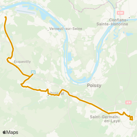 Île-de-France Mobilités Pl. Royale - Gambetta <> Gare des Mureaux (B3) map