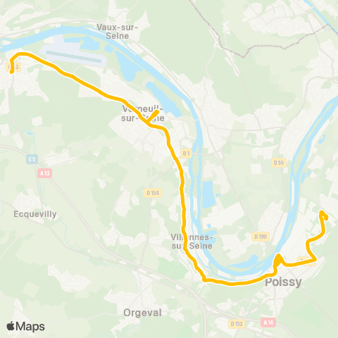 Île-de-France Mobilités Gare des Mureaux (B1) <> Gare rout. N. (A1) map