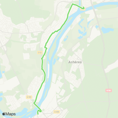 Île-de-France Mobilités Gare rout. N. (B1) <> Gare de Conflans - Fin-d'Oise map