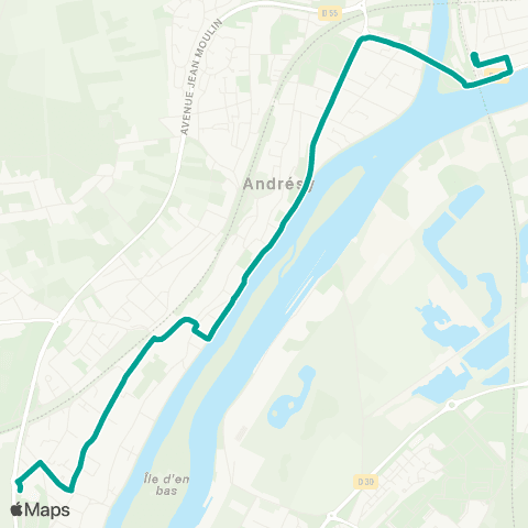 Île-de-France Mobilités Collège St-Exupéry <> Gare de Conflans - Fin-d'Oise map