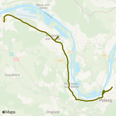 Île-de-France Mobilités Gare des Mureaux (B1) <> Stellantis map