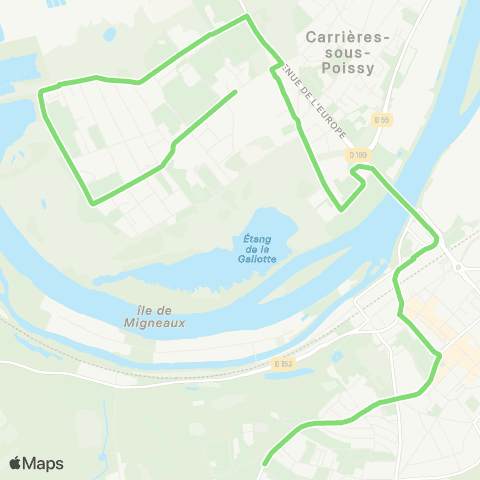 Île-de-France Mobilités Lycée le Corbusier <> Frères Tissier map