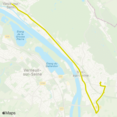 Île-de-France Mobilités Collège les Châtelaines <> Gare de Vaux-s/-Seine map