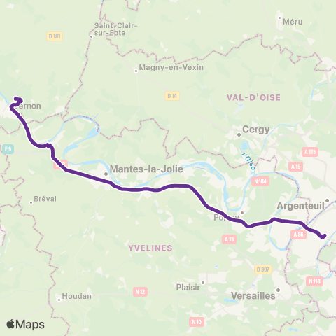 Île-de-France Mobilités Snecma <> La Défense - Terminal Jules Verne map