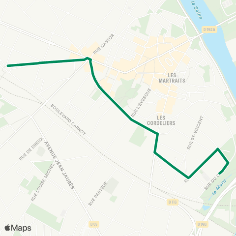 Île-de-France Mobilités Coteau <> Gare de Mantes-la-Jolie - Quai 13 map