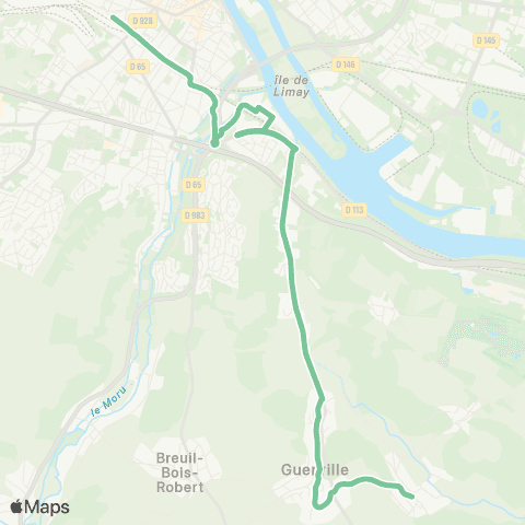 Île-de-France Mobilités Senneville Pl. <> Gare de Mantes-la-Jolie - Quai 12 map