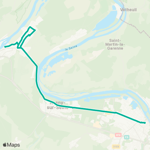 Île-de-France Mobilités Bonnières-s/-Seine Gare rout. - Quai 2 <> Gare de Mantes-la-Jolie - Quai 2 map