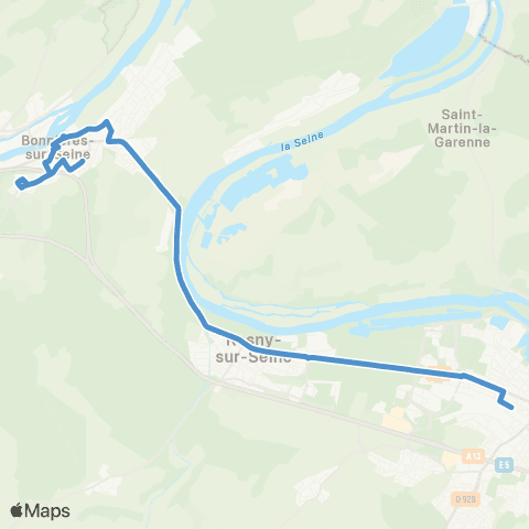 Île-de-France Mobilités Ctre Social <> Gare de Mantes-la-Jolie - Quai 2 map