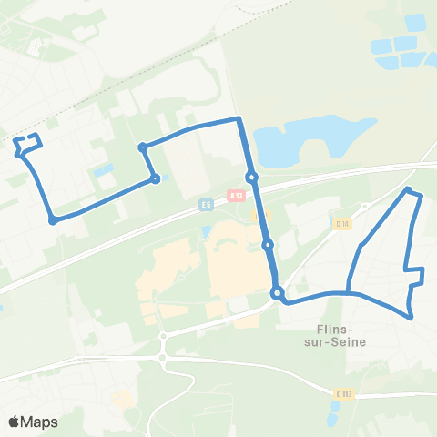 Île-de-France Mobilités Aubergenville Élisabethville <> Aubergenville Élisabethville map