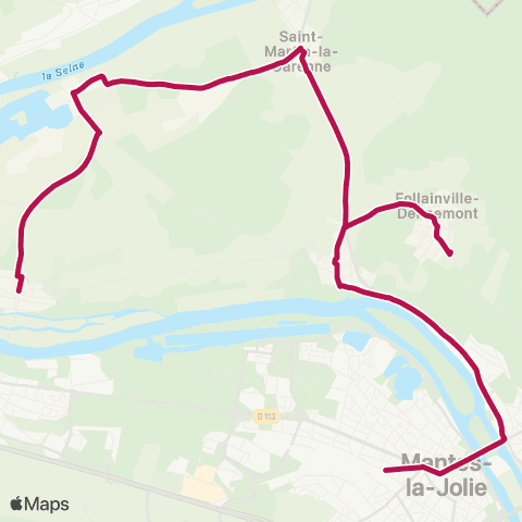 Île-de-France Mobilités Gare de Mantes-la-Jolie - Quai 11 <> École map