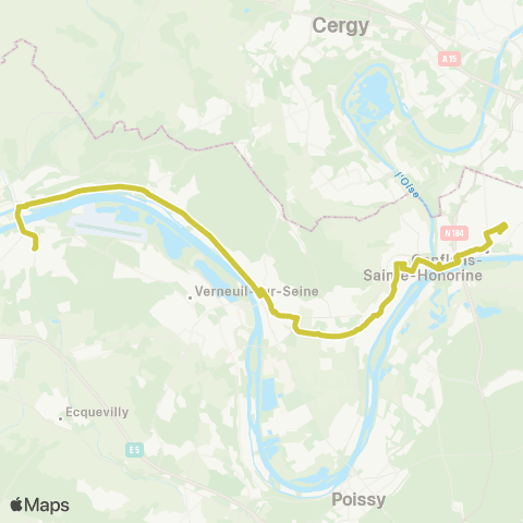 Île-de-France Mobilités Gare Pl. Romagné <> Gare des Mureaux (A3) map