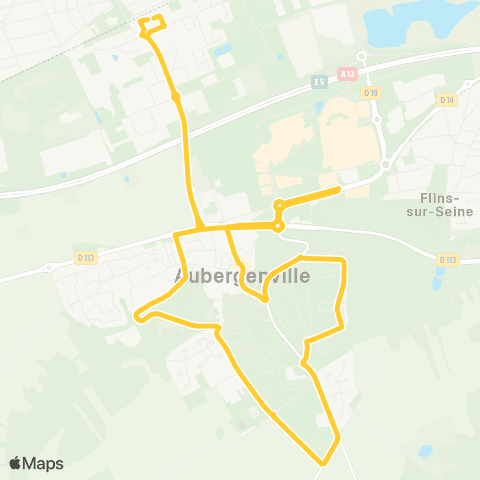 Île-de-France Mobilités Aubergenville Élisabethville <> Aubergenville Élisabethville map