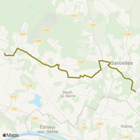 Île-de-France Mobilités Hôp. Simone Veil <> Gare de Garges Sarcelles map