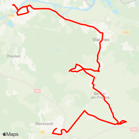 Île-de-France Mobilités Gare de Montsoult - Maffliers <> Gare de Persan - Beaumont map