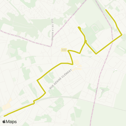 Île-de-France Mobilités Buttes Blanches <> Gare Place Romagné map